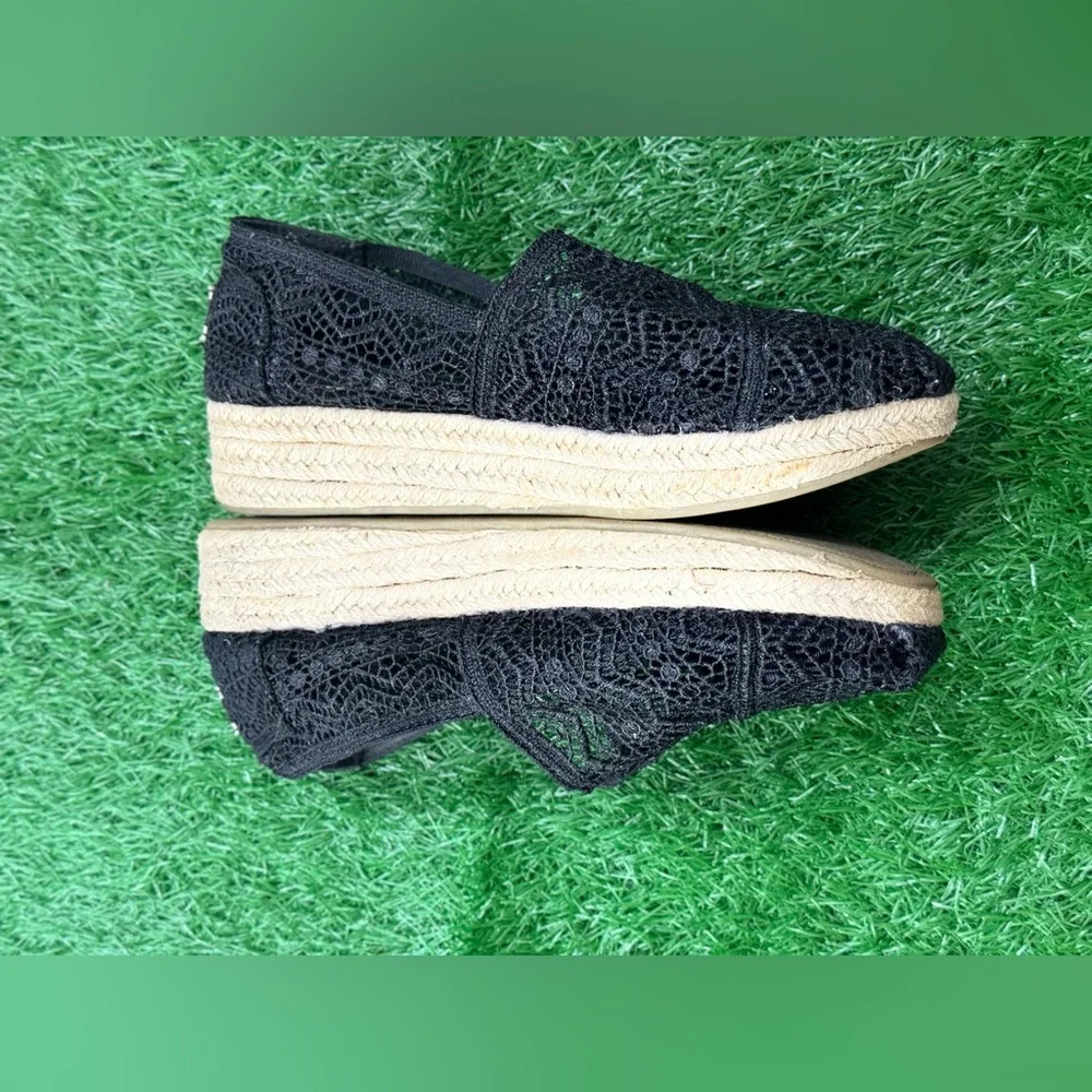 Bobs from Skechers Shoes Womens‎ 7.5 Amaze Espadrille Black Mesh Crochet 34103